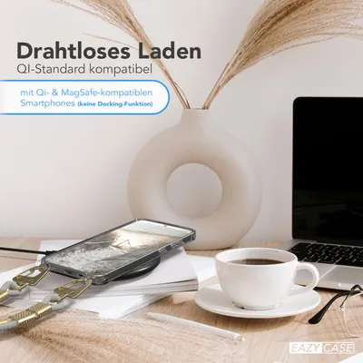 Produktbild von EAZY CASE Handykette für Samsung Galaxy S25 Plus, Transparente Silikonhülle mit Band, Clear Case, abnehmbar in  Beige