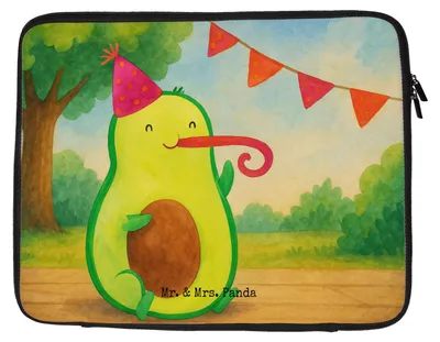 Produktbild von Mr. & Mrs. Panda Laptop Hülle Avocado Geburtstag Design 33 x 42 cm - Weiß - Geschenk, Notebook Tasche, Laptophülle, Frucht, Feier, Sleeve, Case, Laptoptasche, Party