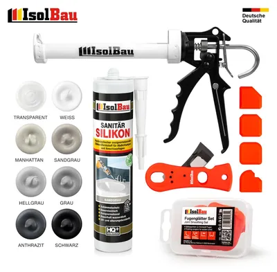 Isolbau Sanitär Silikon 300 ml Schwarz 36 Stück Dichtstoff Fugen wasserdicht