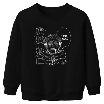 Produktbild von I'M YOU Itadori Yuji Jujutsu Kaisen Manga Schwarz Kinder Sweatshirt Pullover, Schwarz, 128