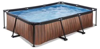 Immagine prodotto di Piscina fuori terra EXIT Wood 300x200x65 cm, con struttura in legno, pompa con filtro, rettangolare, marrone