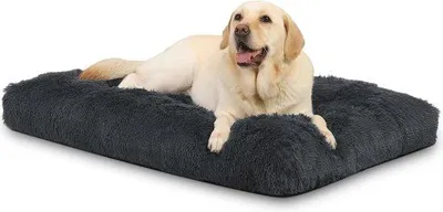 Productafbeelding van Hondenbed voor Grote Honden, Wasbaar en Pluche, 111 x 81 cm, Antislip Onderkant, Zachte Hondenmat in Schaduwgrijs