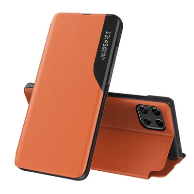 Zdjęcie produktu dla Eco Leather View Case elegancki futerał etui z klapką i funkcją podstawki Samsung Galaxy A22 4G pomarańczowy