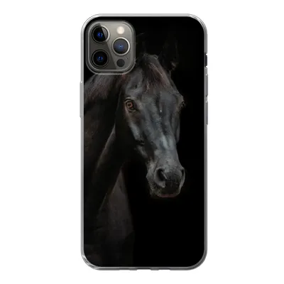 Produktbild von MuchoWow® Handyhülle Schutzhülle Hülle für iPhone 12 Pro Max Pferd - Nutztier - Schwarz Silikon Softcase Handy Hülle - Hartschale