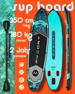 Produktbild von Ultraleichtes & stabiles Yoga Sup 350cm für 1 oder 2 Personen von MyBoat — Bass Hunter Stand Up Paddle Board inkl. 1 zusätzliches Paddelblatt/Rucksack
