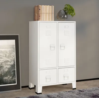 Produktbild von Kleiderschrank Industrie-Stil Weiß 67x35x107 cm Stahl , Kleiderschränke Design 2024