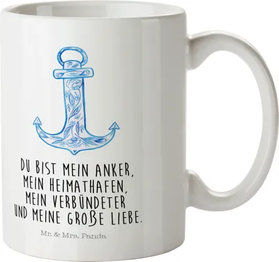 Produktbild von Mr. & Mrs. Panda Trinklernbecher Anker Blau - Weiß - Geschenk, Pott, Haferl, Camping Tasse, Tiere, Plastikbecher, Kindertasse