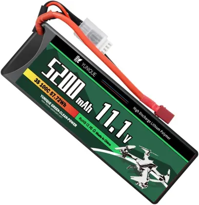 Immagine prodotto di Batteria LiPo 3S 11,1V 5200mAh 100C con connettore a T - Custodia rigida, cavo in silicone - Per auto RC e barche - 138x47x36mm, 359g