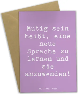 Produktbild von Mr. & Mrs. Panda Grußkarte Spruch Sprachen Lernen und Anwenden - Lavendeltraum - Geschenk, Grußkarten, Denkweise, Zuversicht, Horizonterweiterung, Trost, Vertrauem, Mut