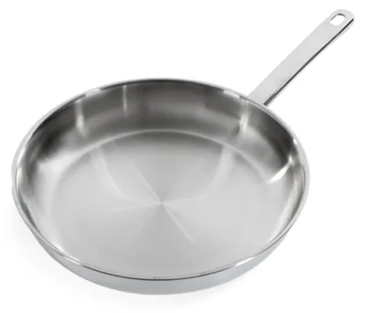 Zdjęcie produktu dla Profesjonalna patelnia ze stali nierdzewnej, średnica 28 cm, przeznaczona do użytku z płytami indukcyjnymi