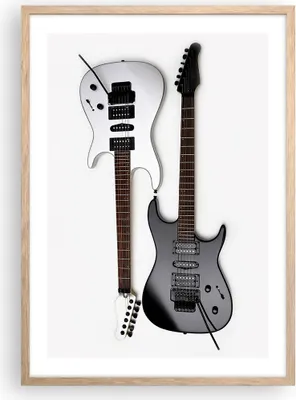 Produktbild von Gerahmtes Poster - Rahmen in heller Eiche - E-Gitarren Streicher Musikinstrument - 50x70 cm - Wand Bild - Wanddeko - Wandbilder - Wandposter - Bilderrahmen - Bilder - Kunstdruck - P2NPA50x70-0369