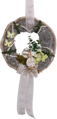 Produktbild von Türkranz OSTERN Rebenkranz geweißt mit Schafmotiv D.25cm Creaflor Home