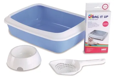 Image de Savic Kit de litière pour chatons Iriz Starter Set Bleu/Blanc