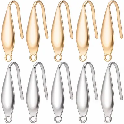 80 Stück Ohrhaken aus Edelstahl, 18K vergoldet, Fischhaken, 20,5 x 4,5 mm