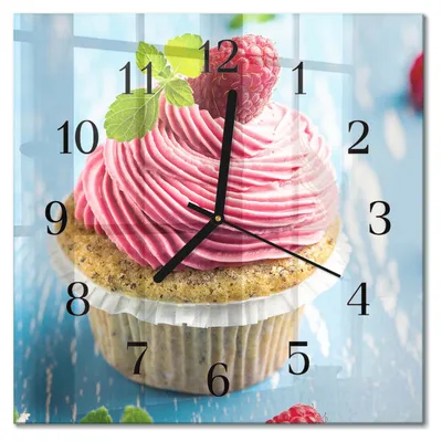 Produktbild von Tulup Glasuhr Wanduhr Küchenuhr Echt-Glas 30x30 cm Modern Dekorativ Geräuschlos Schwarzen Zeigern - Himbeermuffin