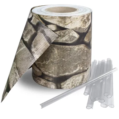 Produktbild von Sichtschutzstreifen inkl. 30 Befestigungsclips Zaunblende 35 m Rolle 19 cm PVC Zaunfolie Windschutz Doppelstabmatten  , Länge:35m;Farbe:Bimsstein