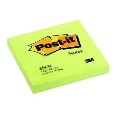 Zdjęcie produktu dla Post-it 654-NG Haftnotizen, 76 x 76 mm, neongrün