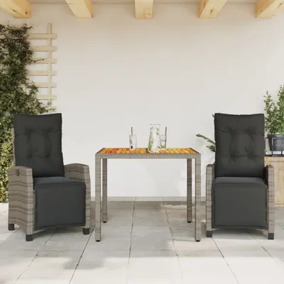 Produktbild von Möbel 3-tlg. Garten-Essgruppe mit Kissen Grau Poly Rattan 2024