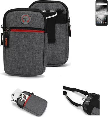 Produktbild von K-S-Trade Holster Gürtel Tasche kompatibel mit Gigaset GS370 Handy Tasche Schutz Hülle grau Zusatzfächer 1x