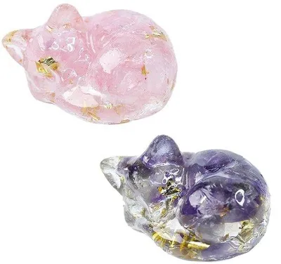 Image de Figurine de chat en cristal, rose et violet, décoration pour les amoureux des chats
