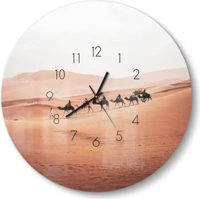 Produktbild von DEQOART Glasuhr Ø50 cm Zahlen 'Stille der Dünen' Wanduhr Glas Uhr Design leise Küchenuhr
