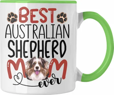 Produktbild von Trendation - Australian Shepherd Mom Besitzerin Tasse Geschenk Lustiger Spruch Geschenkidee Besitzerin Australian Shepherd Mama (Grün)
