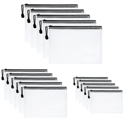 Produktbild von Dokumentenmappe A4+A5+A6 - Wasserdichte Reißverschluss-Taschen - 15 Stück