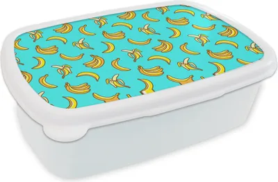 Produktbild von KitchenYeah® Lunchbox Brotzeit Brotdose 17x11 cm Design - Banane - Frucht - Muster Kinder Brotzeitdose - Lunch Box - Kinder - Sandwich-Box - Schulbox - Lunch Boxen