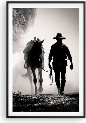 Produktbild von Gerahmtes Poster - Schwarzer Rahmen - Cowboy Pferd Shady - 61x91,5 cm - Wand Bild - Wanddeko - Wandbilder - Kunstposter - Wandposter - Bilderrahmen - Bilder - Kunstdruck - P2BPA61x91-4620