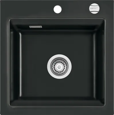 Produktbild von Flächenbündige Spüle KeraDomo KARA 51 F in NERO mit Excenterbetätigung / ab Schrankbreite 50 cm / Einbauspüle