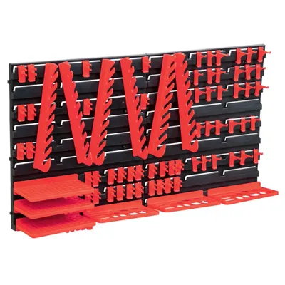 Image de Kit de stockage avec panneaux muraux 71 pcs Rouge et noir