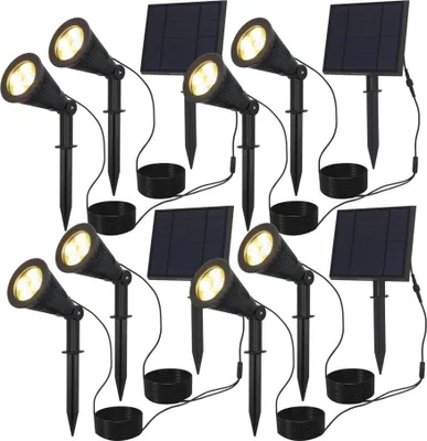 Produktbild von hoftronic LED Solar Gartenstrahler 3W 200lm 3000K IP65 Schwarz Set 4er