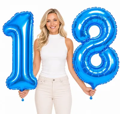 Obrázek produktu pro Fóliové balónky číslo 18 modré 100 cm narozeniny oslava