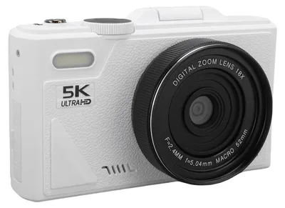 Produktbild von 5K-Digitalkamera für Fotografie, Anti-Shake, WiFi, 75 MP, Vlog, Autofokus, Video mit 18-fachem Zoom, Reisen, 32 G, Weiß