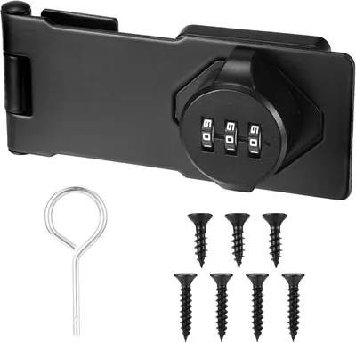 Produktbild von 3-stelliges Zahlenschloss für Schrankschlösser und Sicherheitsüberfälle, abschließbar, 4,5 Zoll Hasp, Passwort-Türriegel für Tore, Schränke und Garagen, 1 Stück
