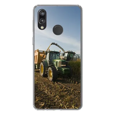 Produktbild von MuchoWow® Handyhülle Schutzhülle Hülle für Huawei P20 Lite (2020) Traktor - Anhänger - Mais - Grün - Landleben Silikon Softcase Handy Hülle - Kartenhalter