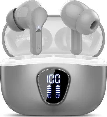 Produktbild von Bluetooth 5.4 In Ear Kopfhörer , 4 ENC Noise Cancelling Mic Ohrhörer, HiFi Stereo Tiefbass, 40H Spielzeit, LED-Anzeige, IP7 wasserdichte,Touch Control