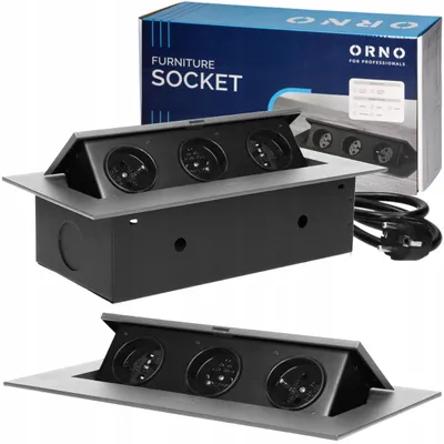 Produktbild von Orno OR-GM-9037/G Einbau Steckdose 3-fach versenkbar Silber