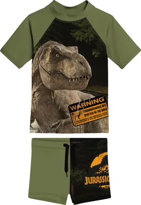 Produktbild von Jurassic World Schwimmset UV-Schutz 30 für Jungen - Kinder Badeanzug Badeset Shirt und Hose Zweiteiler Grün 110-116