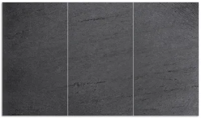 Produktbild von Wallario Herdabdeckplatte aus Glas, Größe 90 x 52 cm 3-teilig, Motiv Schwarze Schiefertafel Optik - Steintafel