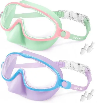 Produktbild von Schwimmbrille für Kinder mit Nasenstöpseln und Anti-Beschlag-Beschichtung – Set mit 2 Stück