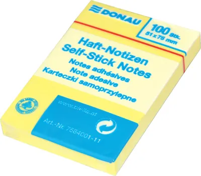 Zdjęcie produktu dla DONAU 7584001-11 Haftnotizblock - 51 x 75 mm, gelb, 100 Blatt
