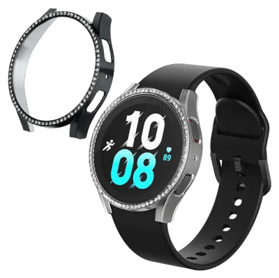 Produktbild von kwmobile 2x Kunststoff Hülle kompatibel mit Samsung Galaxy Watch 5 (40mm) Schutzhülle Schutzrahmen - Glitzer Schutz Zubehör in Transparent Schwarz