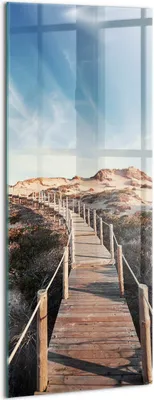 Produktbild von Designer Glasbild - Wandbild - Glas Bild - 50x125 cm - Sommerlandschaft Und Holzstraße