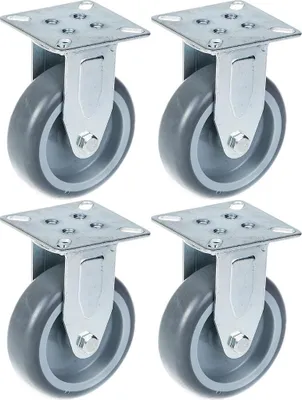 Produktbild von 75mm 3" Lenkrolle, grau, feststehend, 240kg Tragkraft, 4er Set
