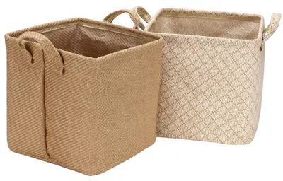Produktbild von Set aus 2 Faltbaren Jute Aufbewahrungskörben mit Griff