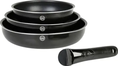 Produktbild von Pfannen-Set, 3-teilig Sitram, gepresstes Aluminium, Ø 20/24/28 cm, Antihaftbeschichtung ohne , abnehmbarer Griff, für alle Herde, auch Induktion