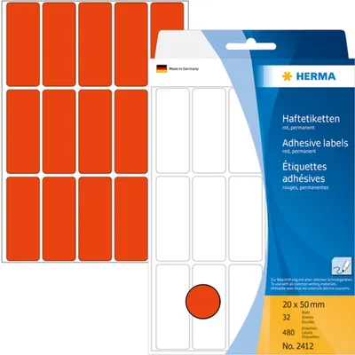 Produktbild von Vielzweck-Etiketten 20x50mm rot VE=10x480 Stück