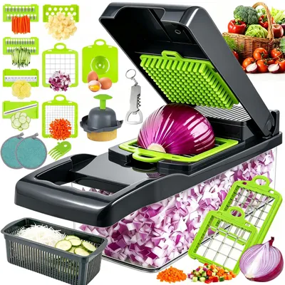 Productafbeelding van Groentesnijder - 18-in-1 - Mandoline groenteschaaf - Grijs