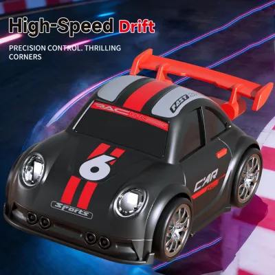 Produktbild von RC-Car-Cartoon-Fernsteuerungsauto zum Driften mit Musik, Lichteffekten, automatischer Gangschaltung und einstellbarer Geschwindigkeit – schwarz